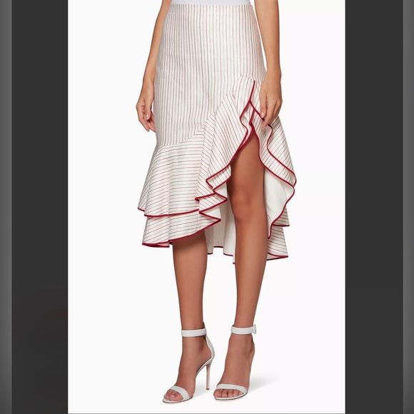 Alexis White and Red Striped Midi Skirt - Picture 1 of 8